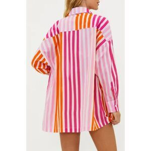 Beach Riot Coverup Top Women's Size Petite Large Pink Orange Stripe Alexa NWOT